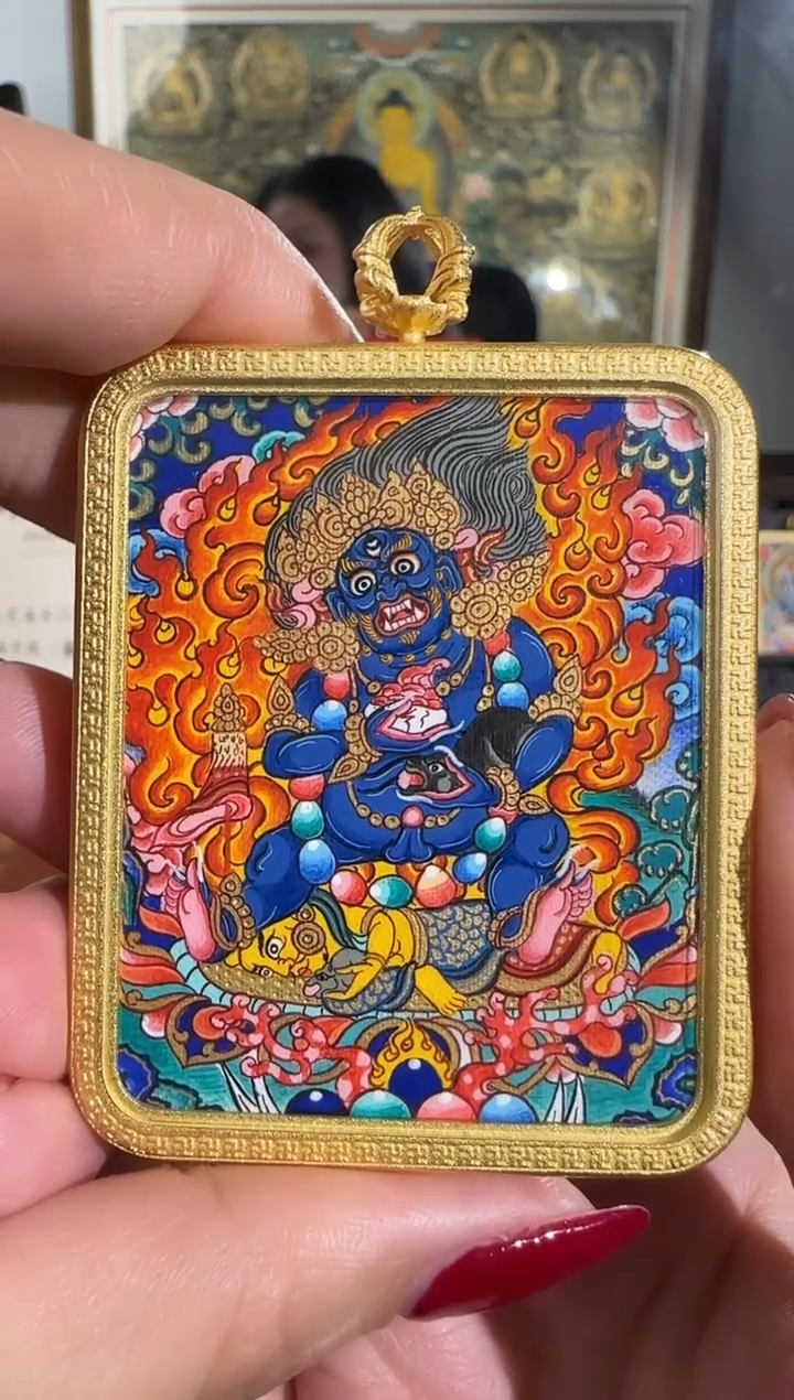 【闪购商品】装裱画热贡纯手绘天然矿料唐卡 黑C 普华东智绘