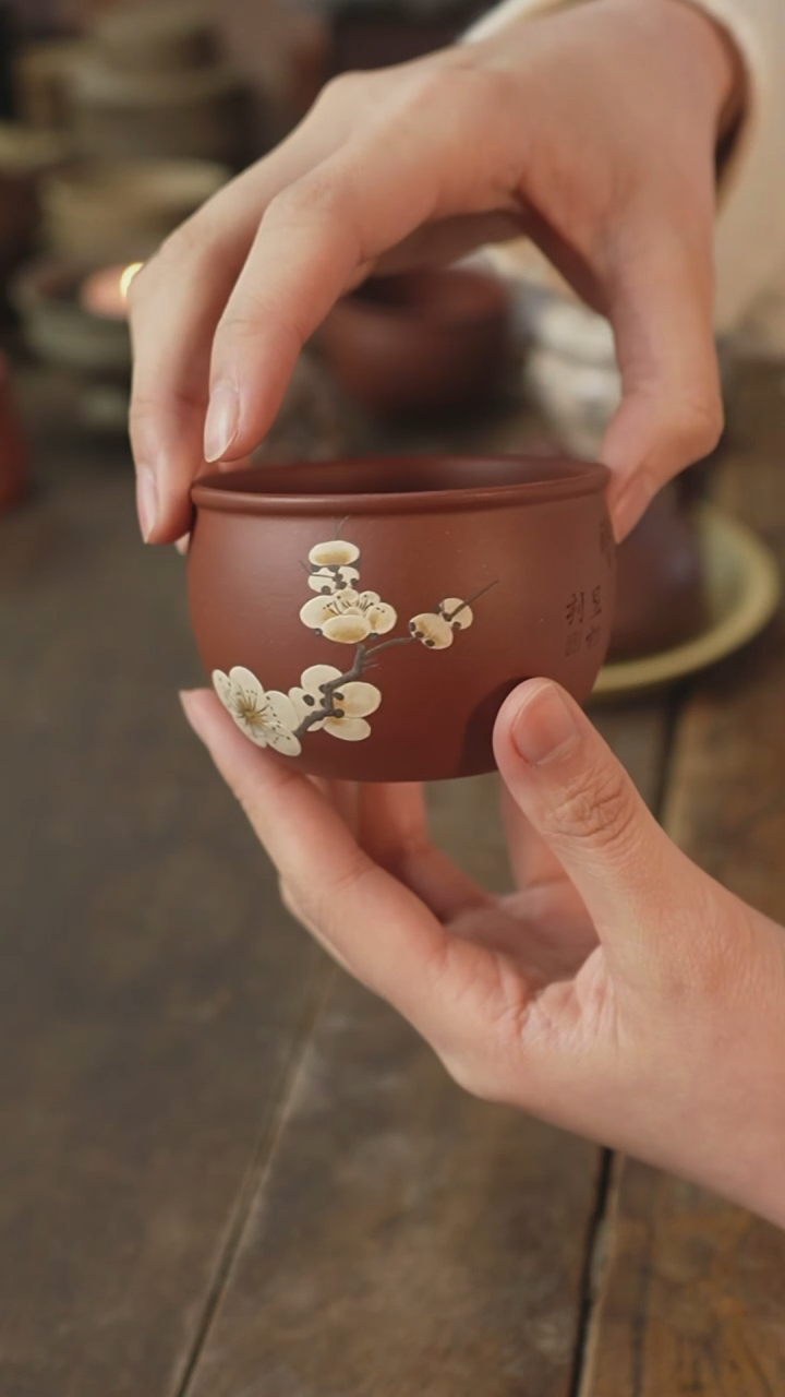 【闪购商品】紫砂茶杯学舟刻绘主人杯