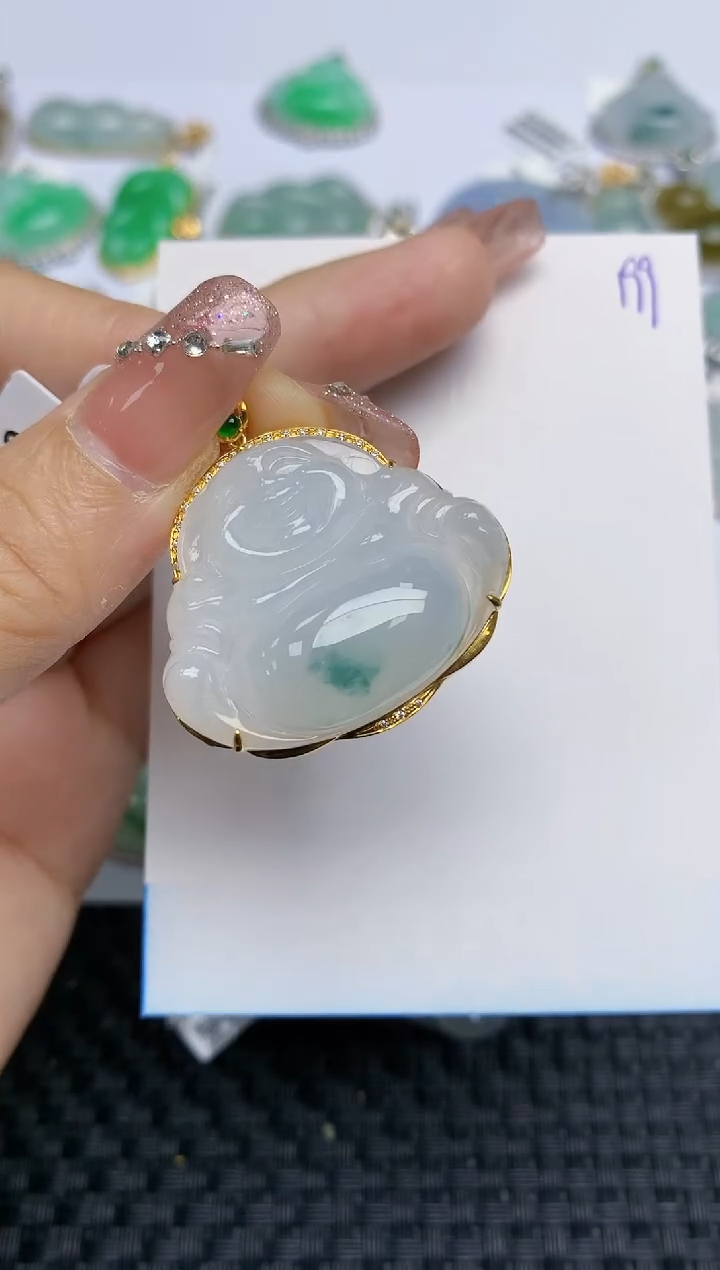 【闪购商品】翡翠颈饰18K金镶嵌天然A货翡翠199