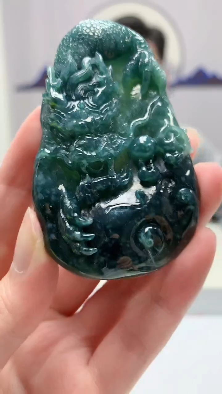 【闪购商品】定制翡翠未镶嵌4917zm-毛货挂件36龙牌