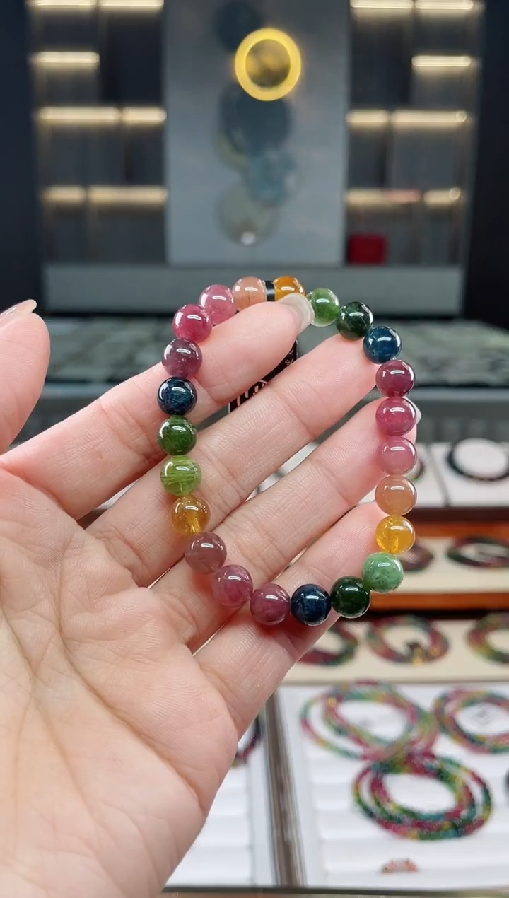 未镶嵌老矿碧玺单圈手串8mm+碧玺多样性发一条T