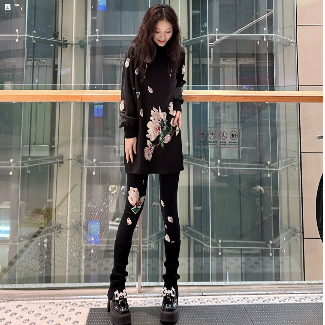 【瓏锦 - 俏】国风潮牌大码女装紧身显瘦高腰透气薄秋款芭比瑜伽裤