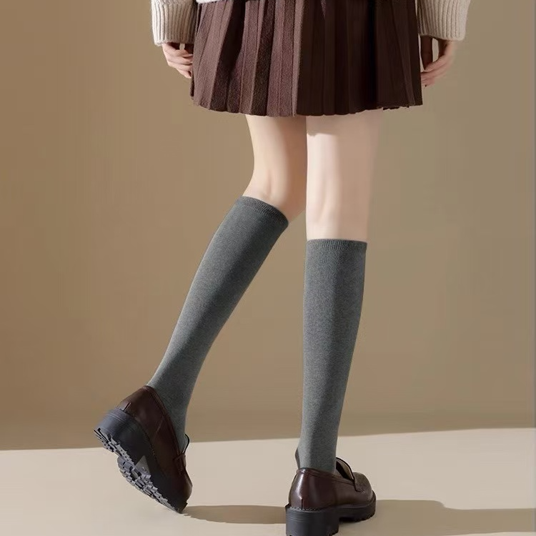 棉品质平板平纹表面压力袜学生单色