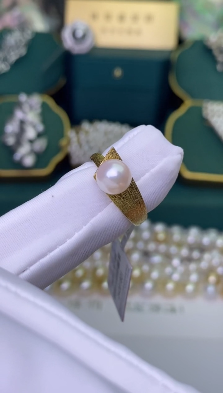 【闪购商品】海水珍珠戒指银S925镶嵌7-8