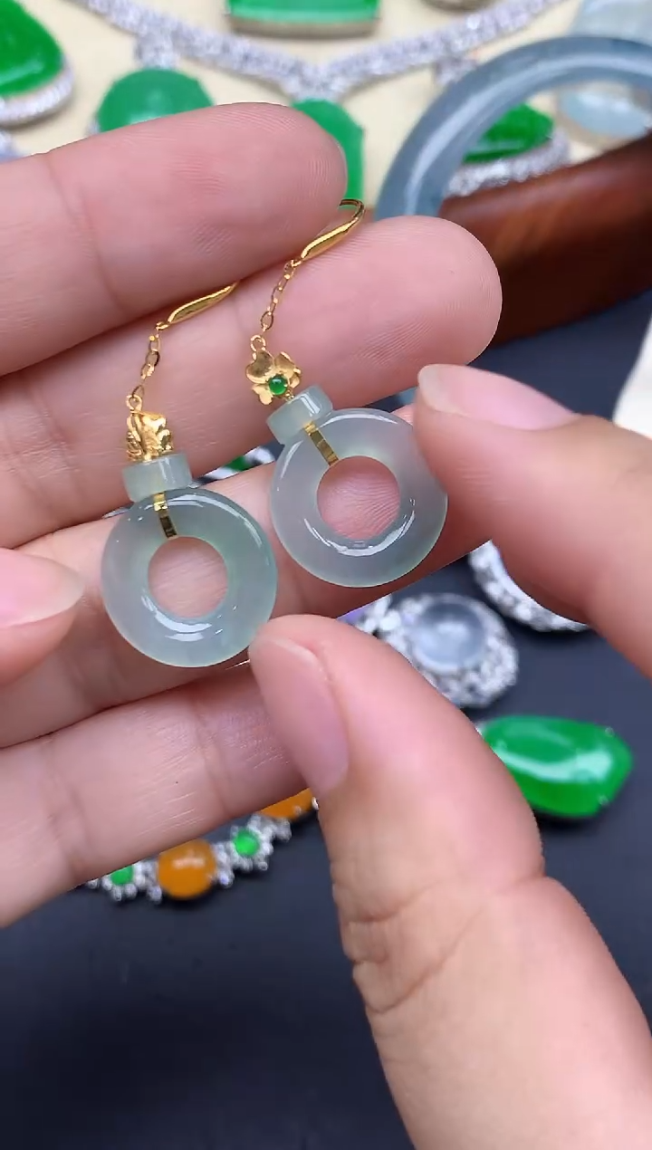 18K金镶嵌翡翠耳饰385-中国好珍宝