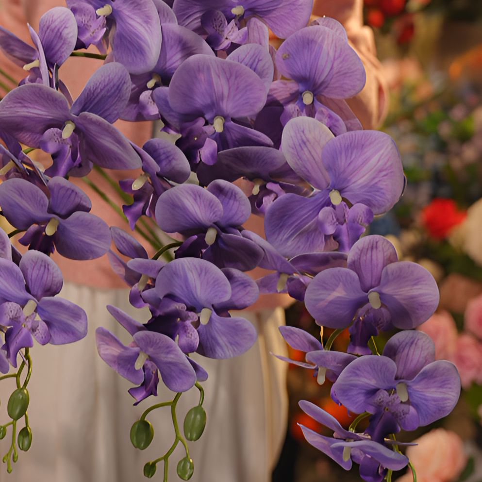 蝴蝶兰紫色 手感花 9头 仿真花 客厅花 年宵花 简约风客厅花