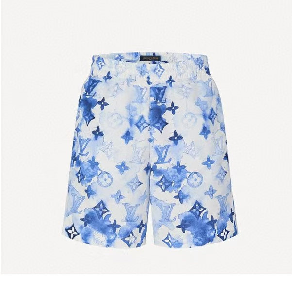 99新  LouisVuitton/路易威登 男士休闲蓝色老花沙滩裤