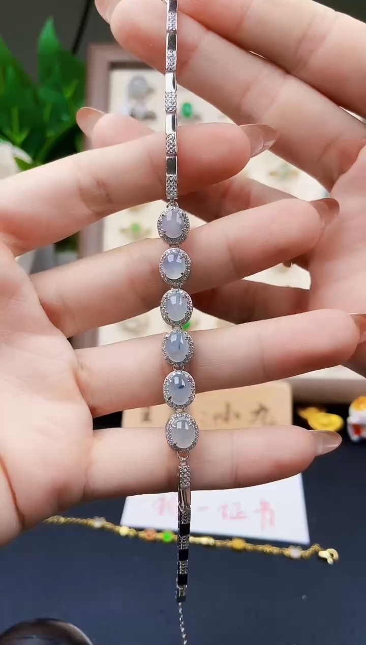 银S925镶嵌手链翡翠21