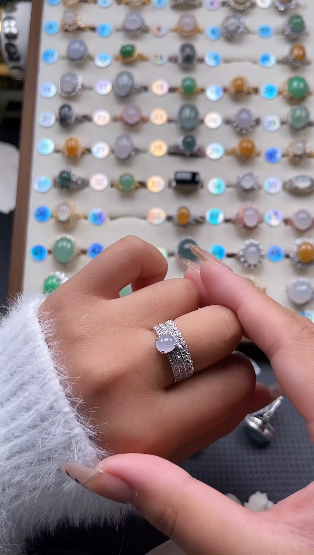 【闪购商品】翡翠戒指银S925镶嵌天然A货翡翠戒指