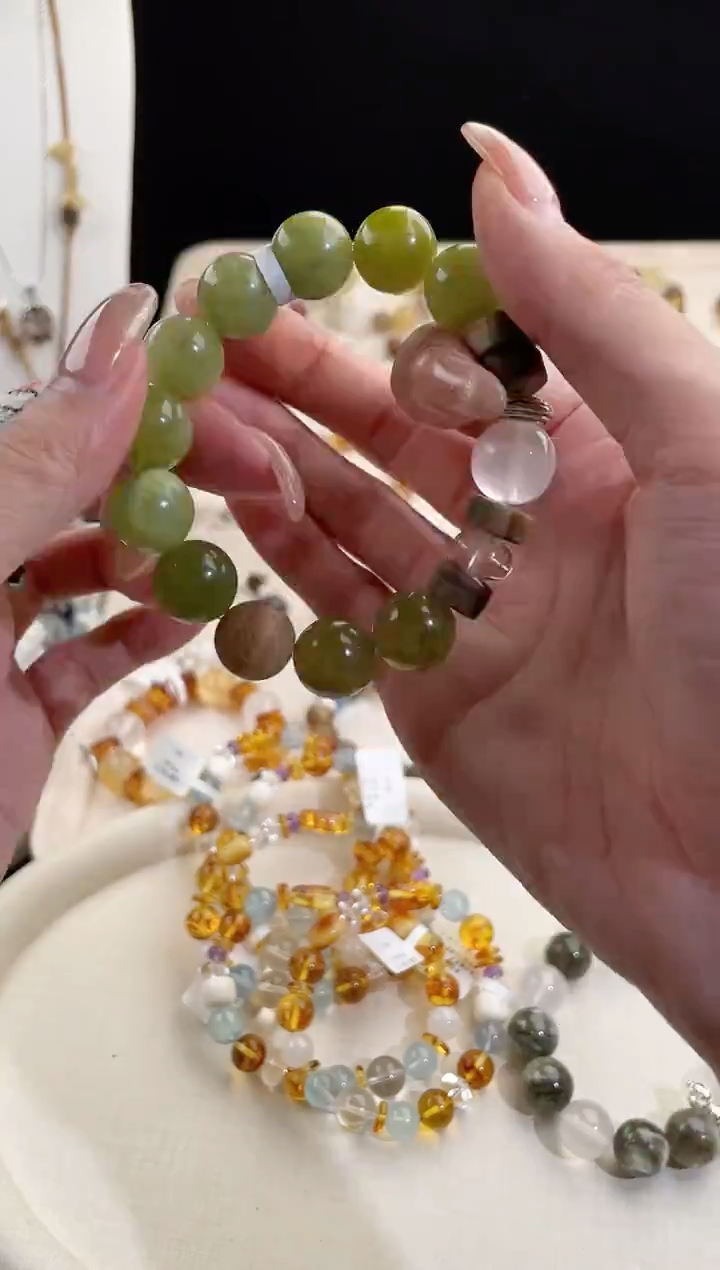 未镶嵌岫玉手串天然岫玉多宝手串