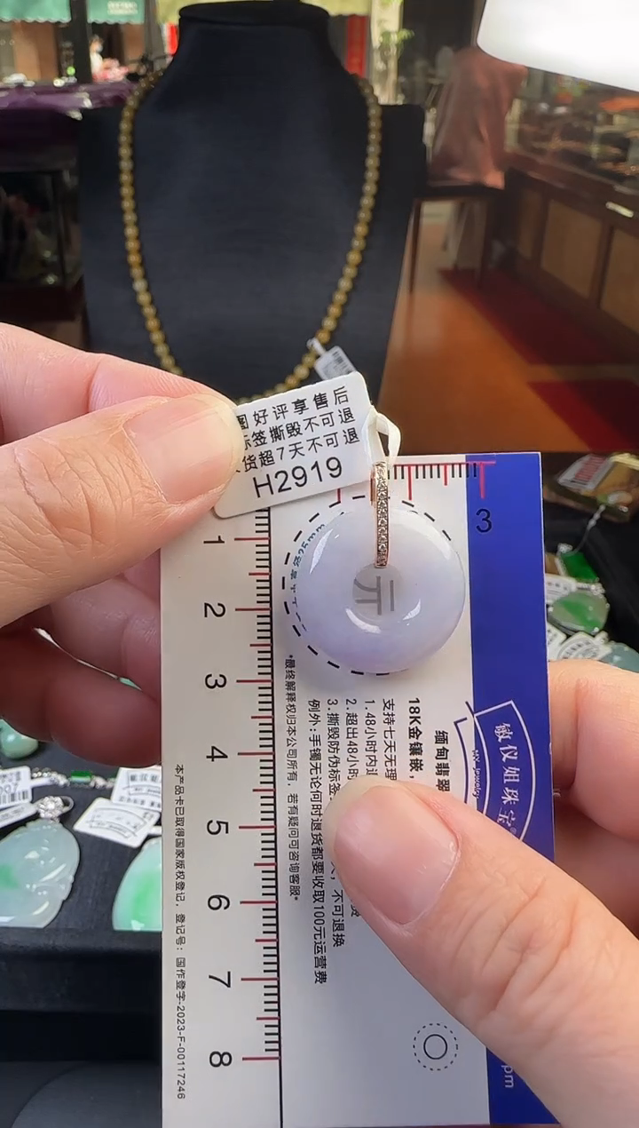 翡翠18K金镶嵌颈饰H2919紫甜甜圈