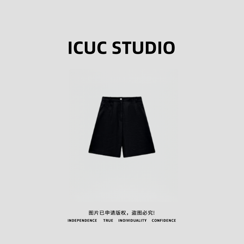 ICUC STUDIO-【至简美学】100%亚麻老钱风设计感小众休闲短裤2953