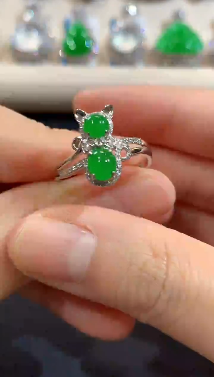 18K金镶嵌戒指翡翠A64 多样性发货一件