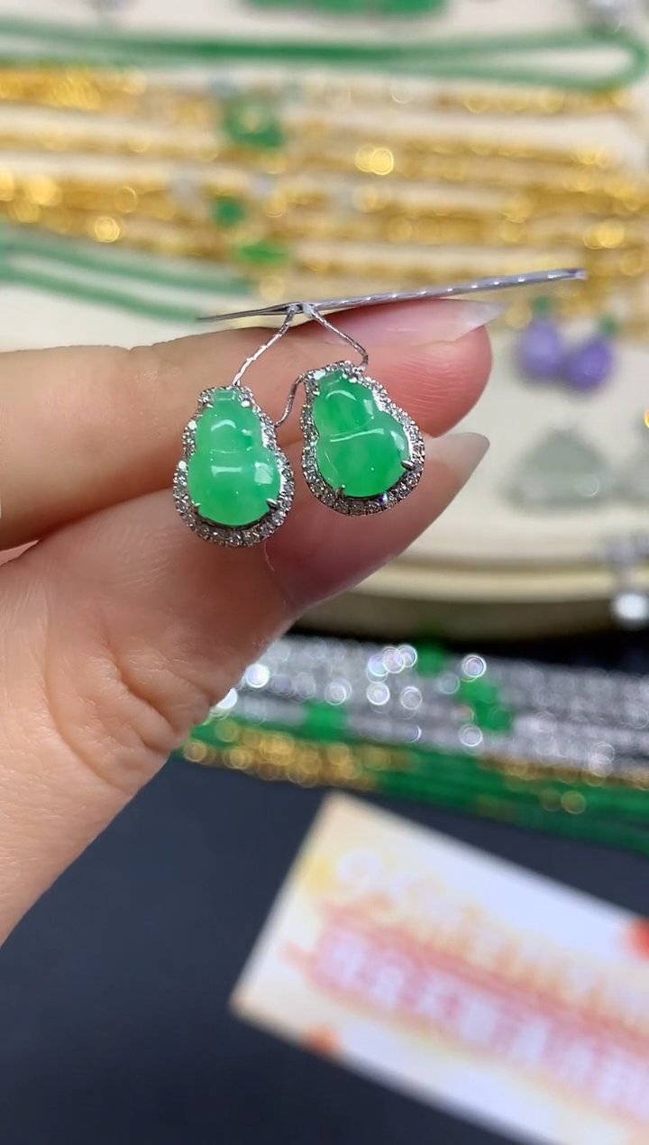 18K金镶嵌翡翠耳饰耳饰|2980多样性发其一