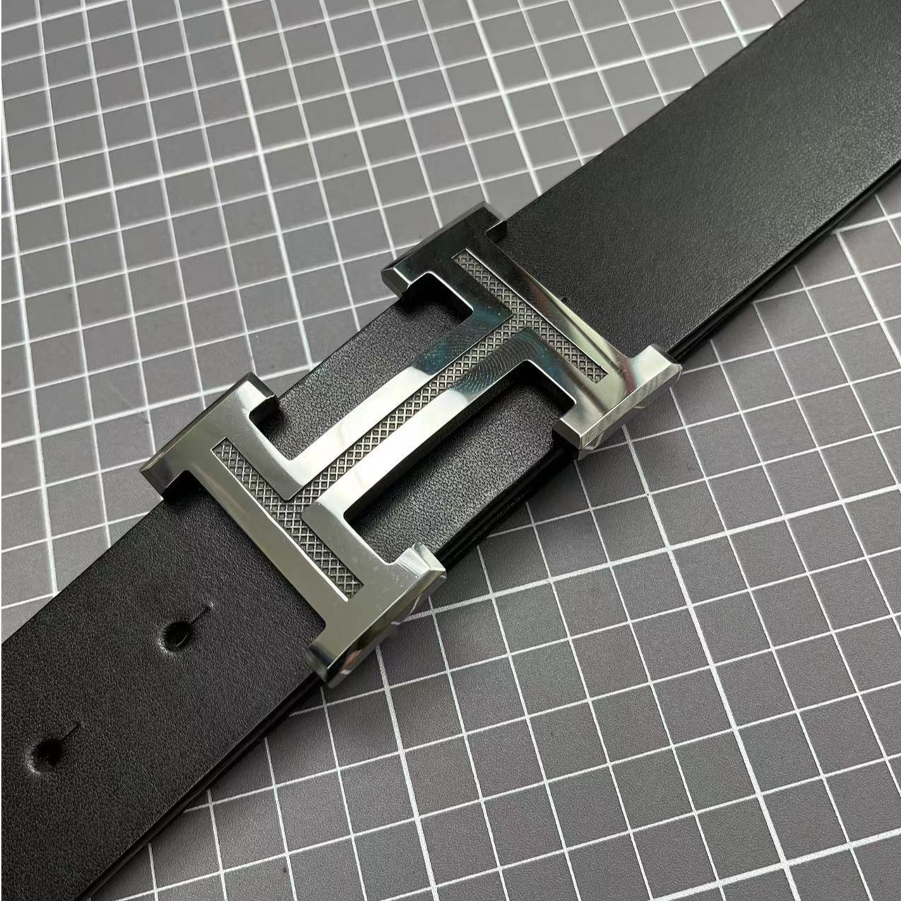 钨钢花纹工字扣头层牛皮手工皮带男士商务休闲经典时尚百搭高档