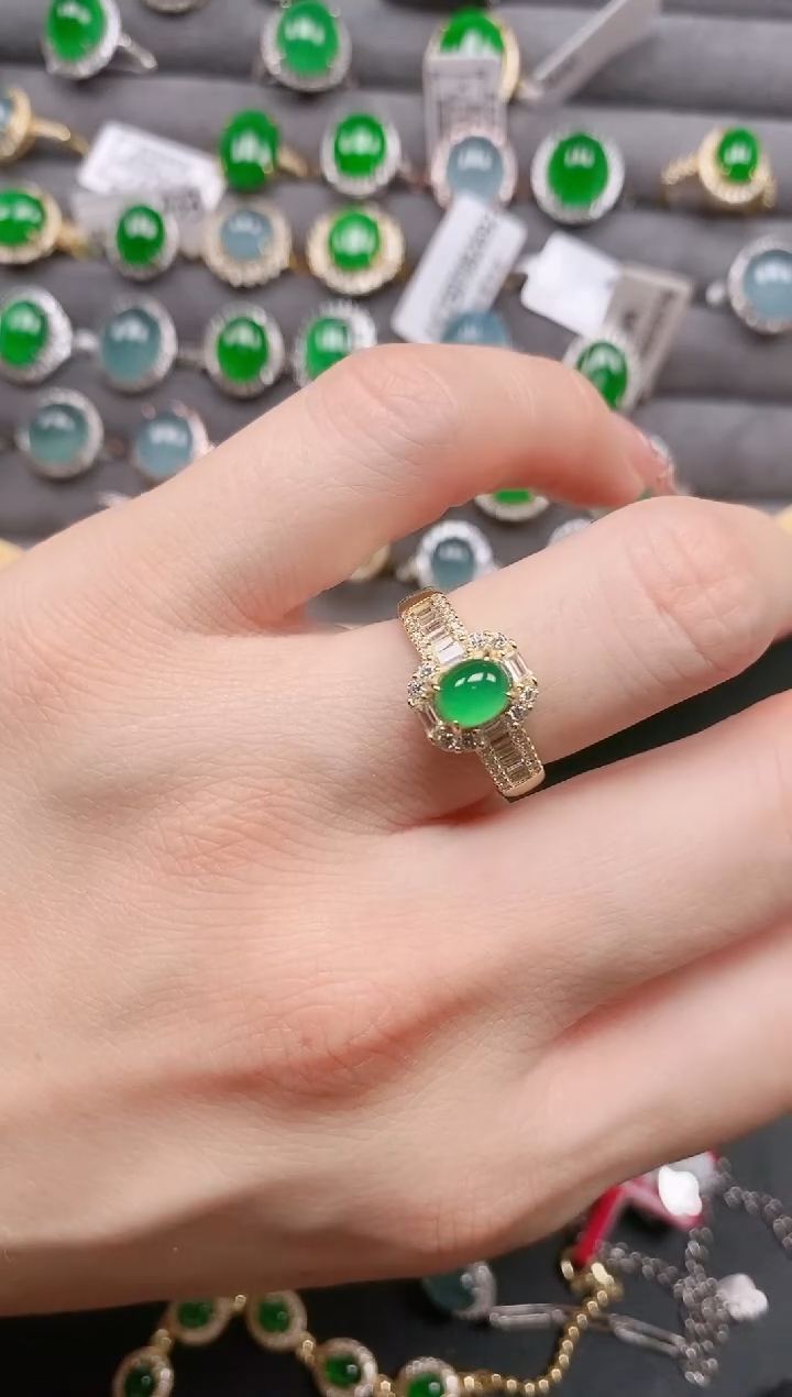 翡翠戒指银S925镶嵌11111
