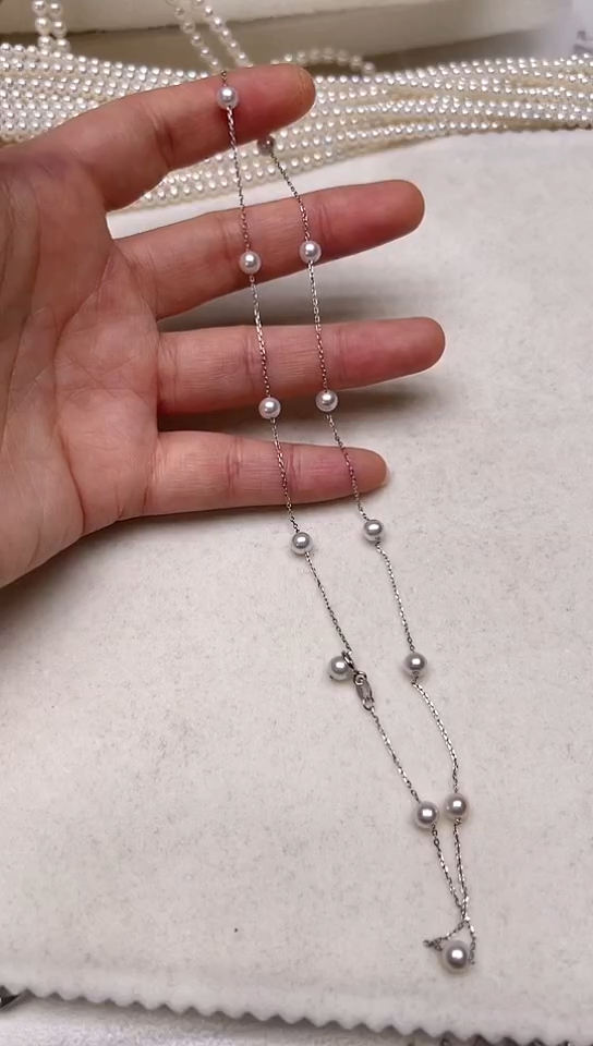 【闪购商品】淡水珍珠颈饰银S925镶嵌银色满天星