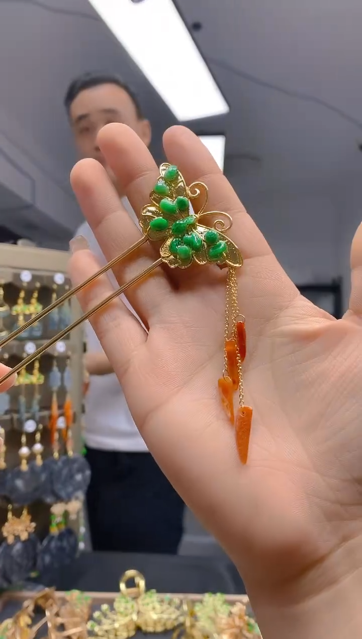 【闪购商品】翡翠耳饰合金393翡翠发簪
