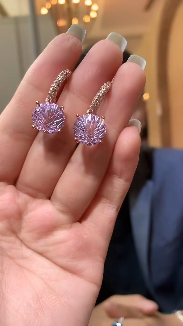 水晶耳饰银S925镶嵌（宝石世家严选）