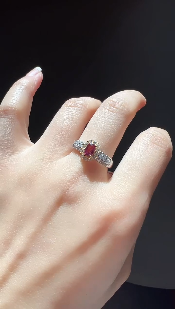 【闪购商品】石榴石戒指银S925镶嵌9（）