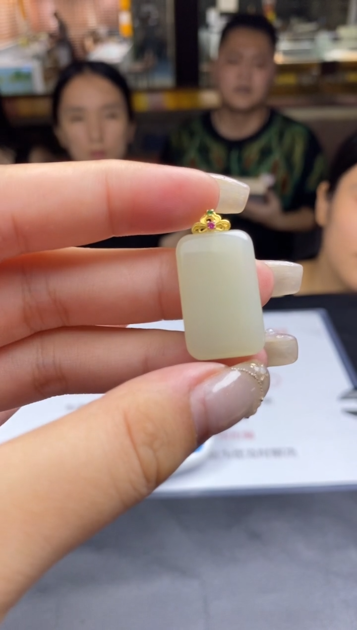 和田玉银S925镶嵌吊坠(不含链)多样性-吊坠-D9997