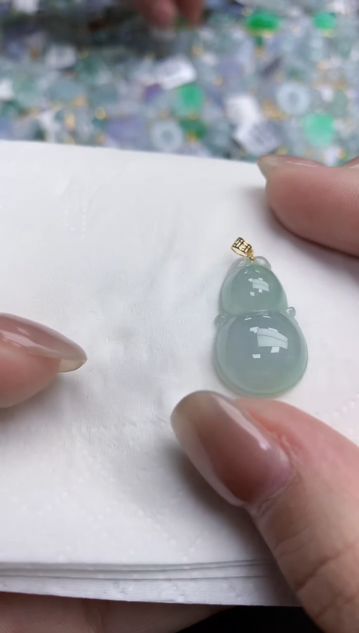 【闪购商品】翡翠颈饰18K金镶嵌天然缅甸翡翠A货