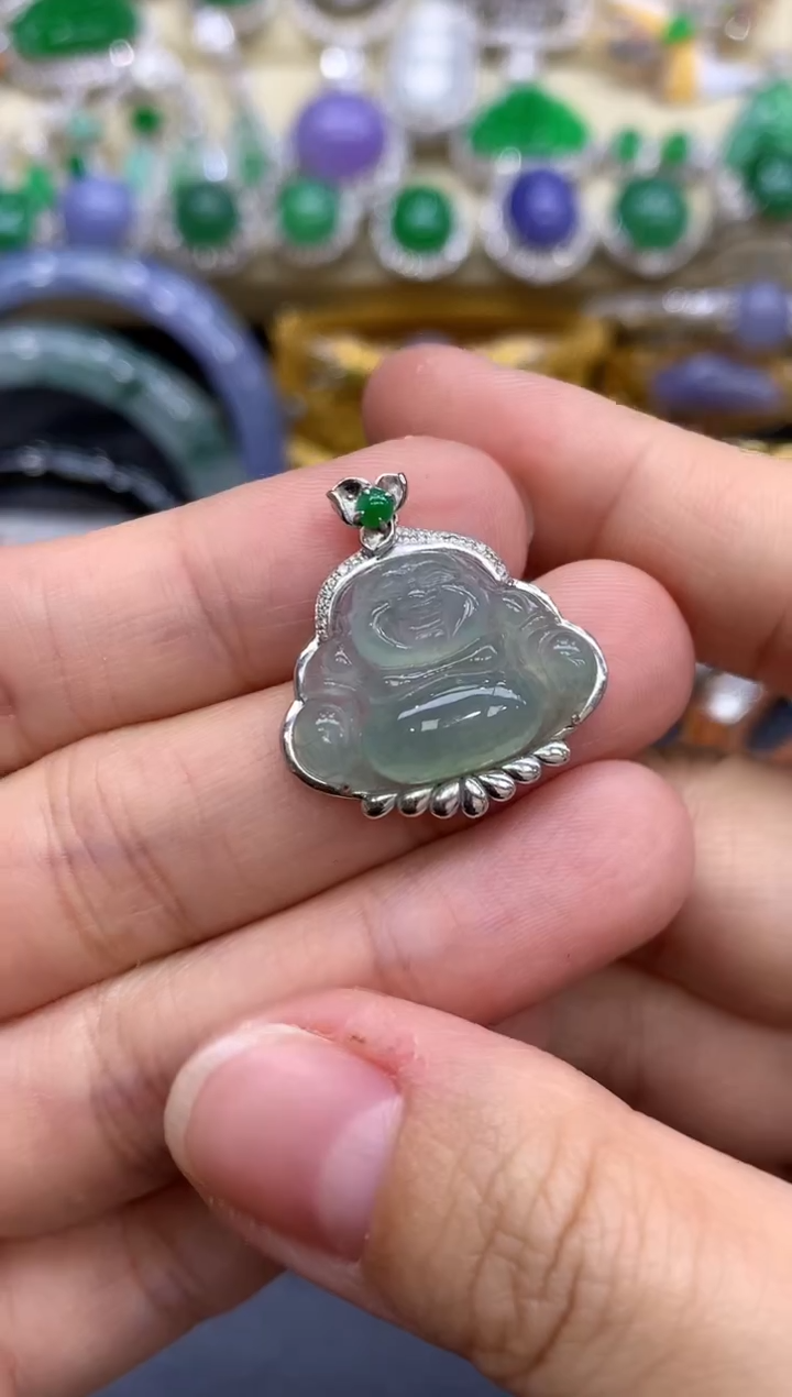 颈饰18K金镶嵌翡翠243-中国好珍宝