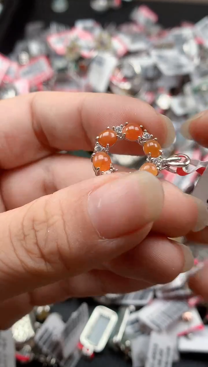 银S925镶嵌戒指翡翠天然A货缅甸翡翠