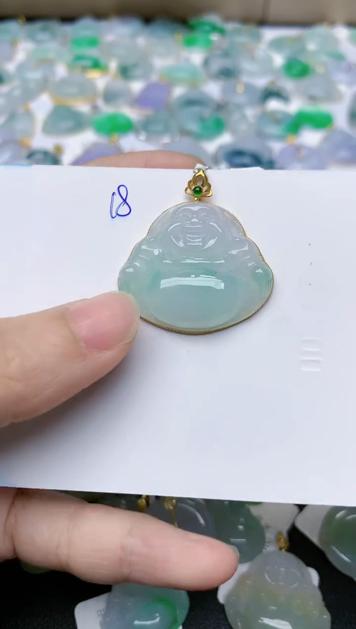 【闪购商品】翡翠颈饰18K金镶嵌天然翡翠A货    18