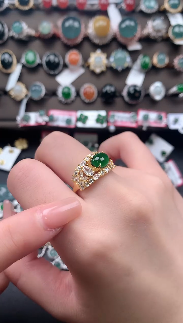 【闪购商品】翡翠戒指银S925镶嵌652141