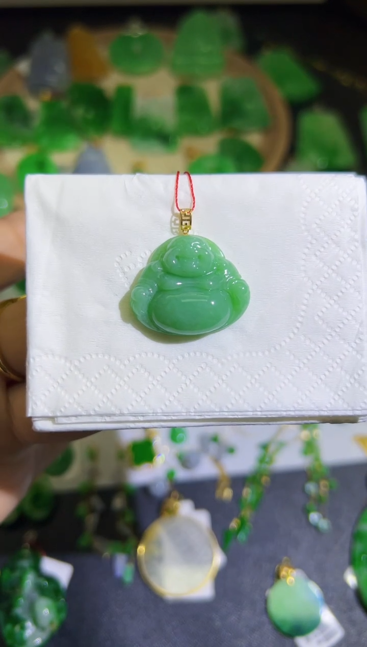 【闪购商品】翡翠颈饰18K金镶嵌Q缅料A货翡翠/支持复检/一件