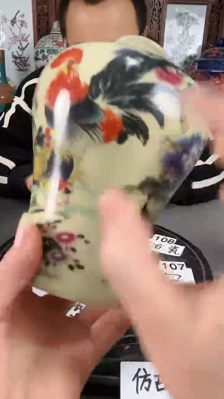 梅瓶景德镇子母鸡纹梅瓶