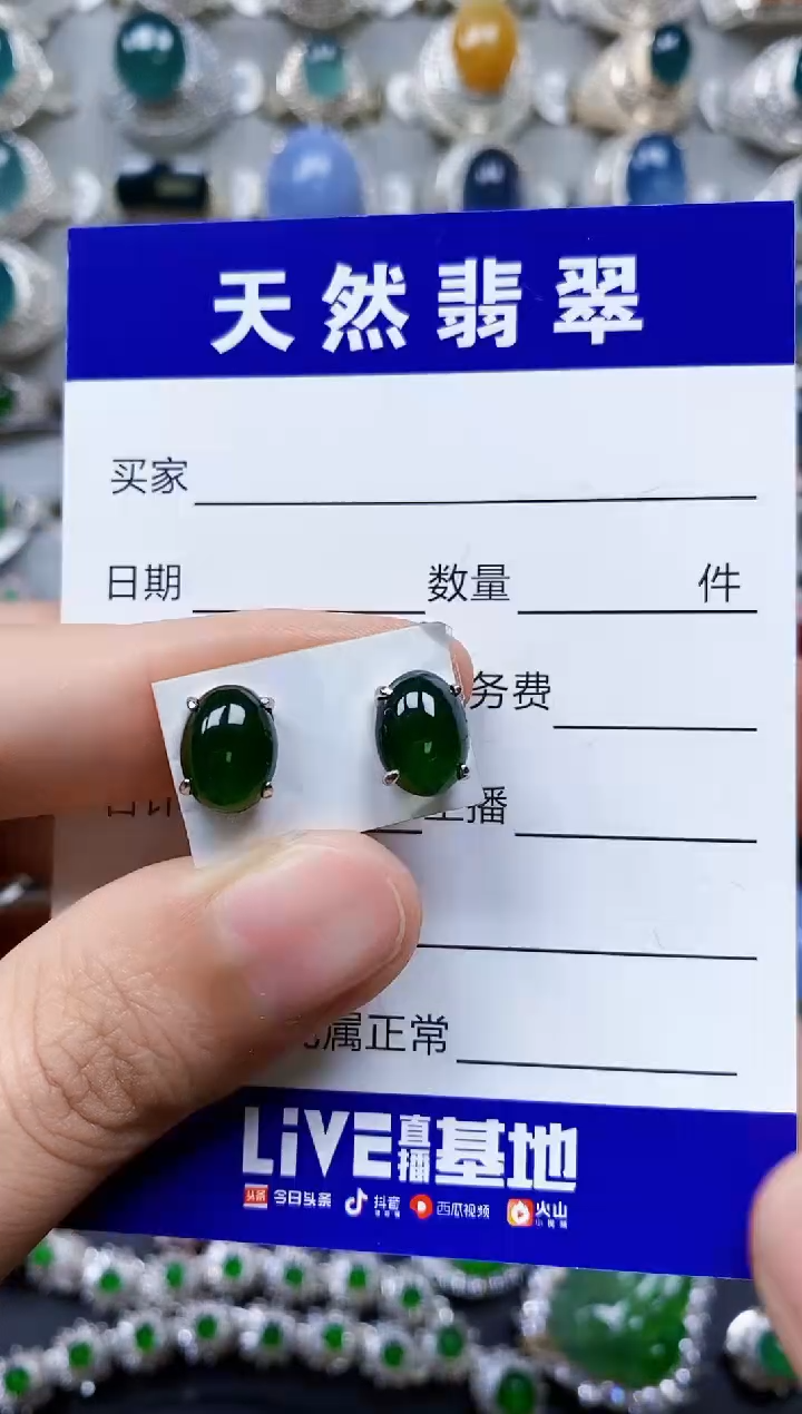 【闪购商品】翡翠耳饰银S925镶嵌0394