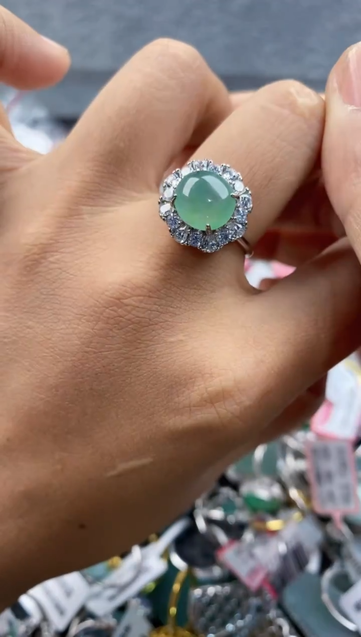 银S925镶嵌戒指翡翠444   9