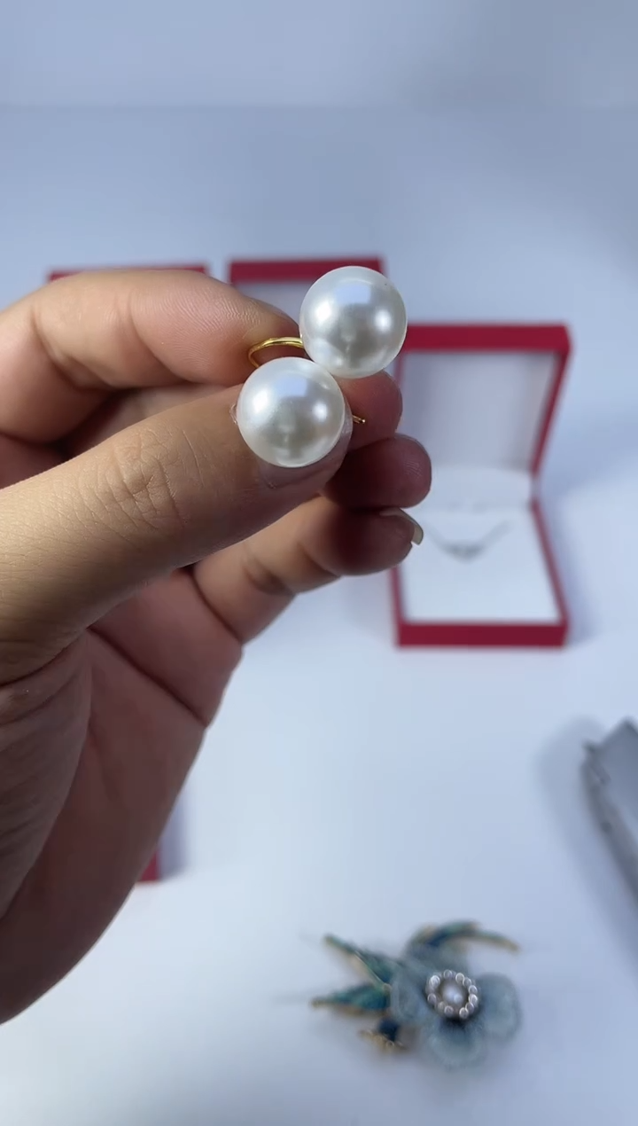 合金925银贝珠（仿珍珠）耳饰