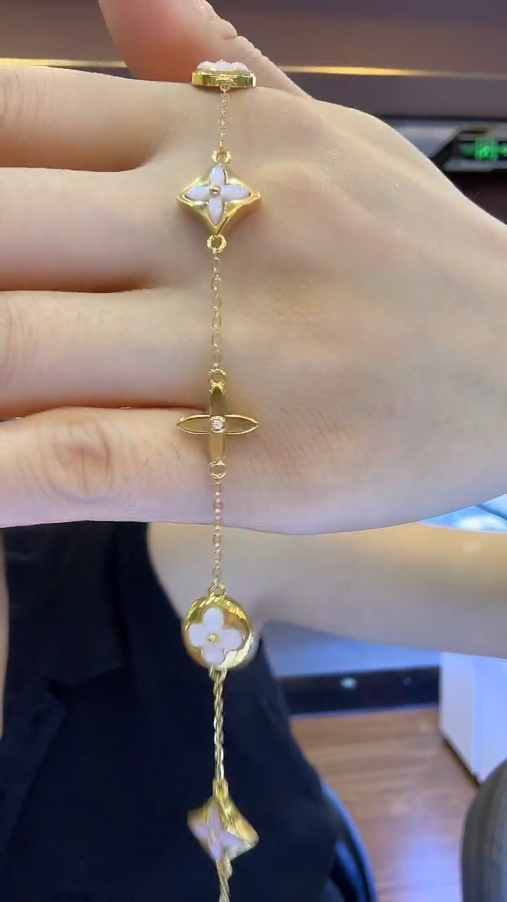 手链贝壳（贝母）18K金镶嵌手链