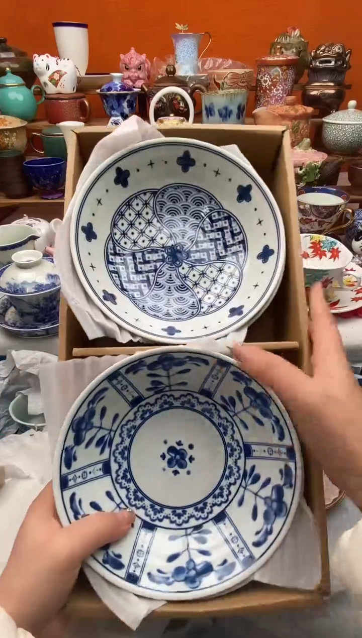 瓷片4个盘子一套礼盒
