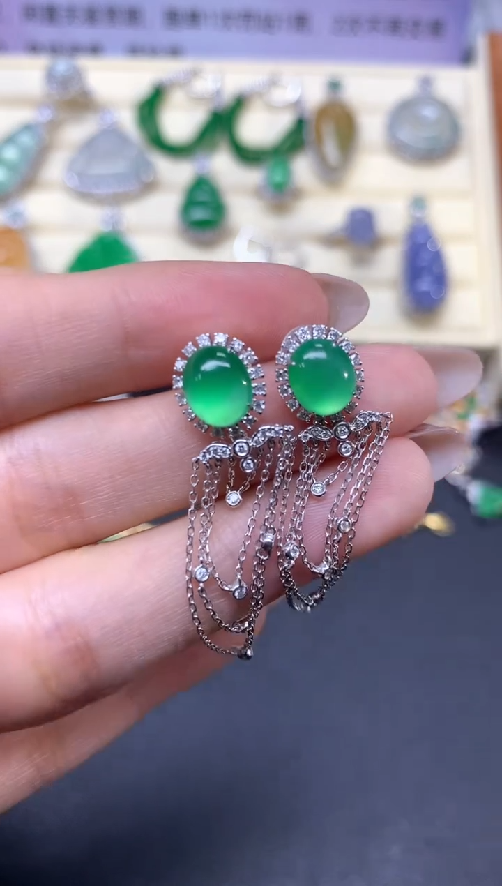 【闪购商品】翡翠耳饰18K金镶嵌耳饰|22400+2240