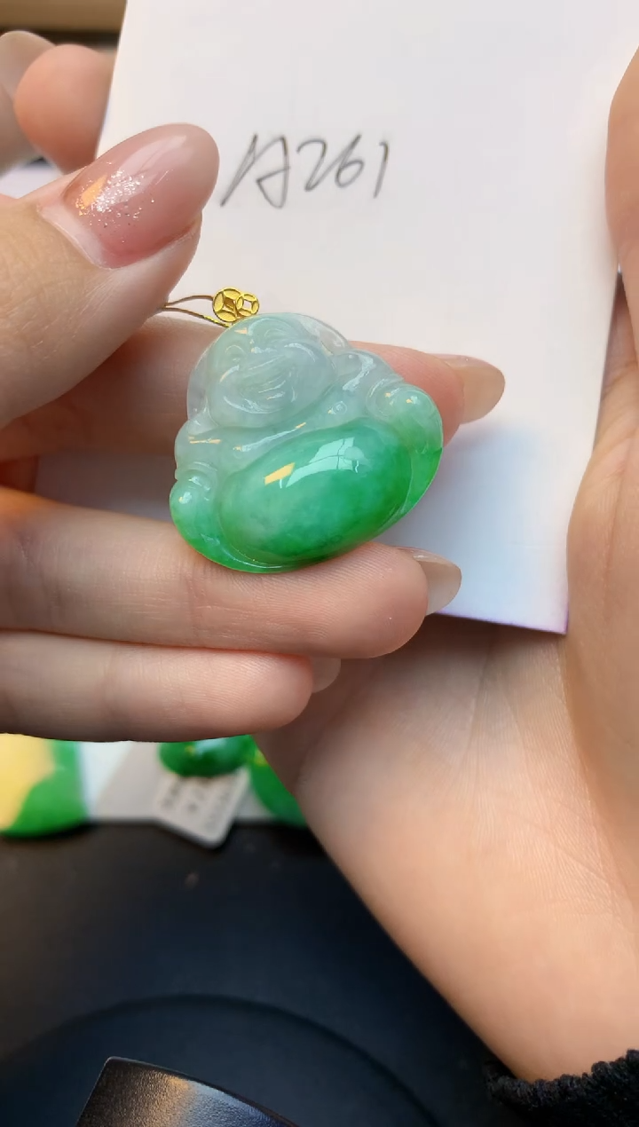 颈饰18K金镶嵌翡翠天然A货缅甸翡翠百元以上9元证书费自理