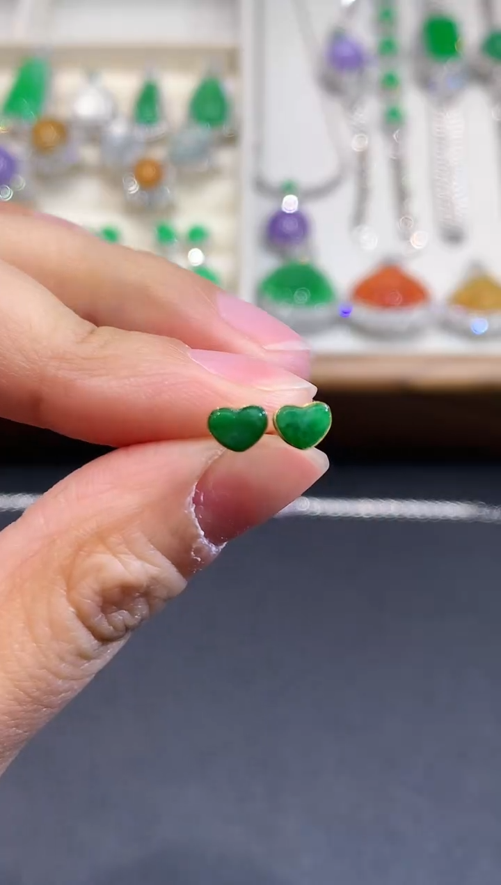 【闪购商品】翡翠耳饰18K金镶嵌1014多样性发其一