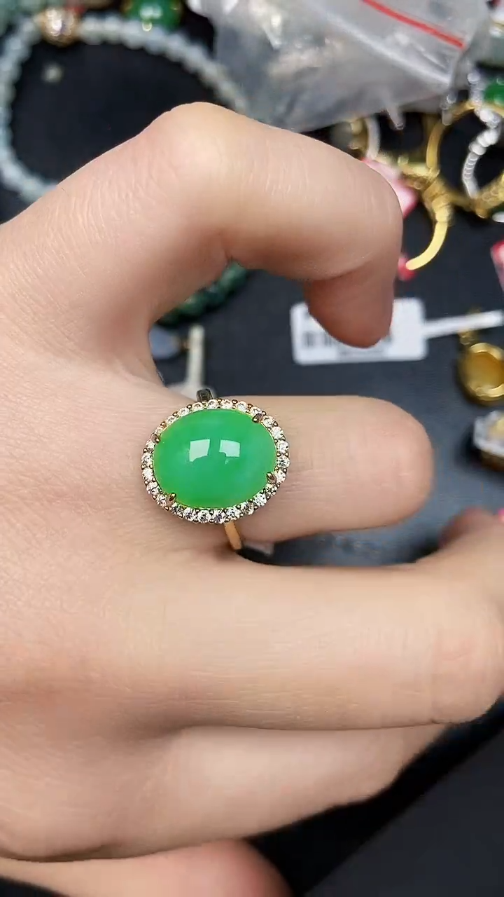 银S925镶嵌戒指翡翠3090