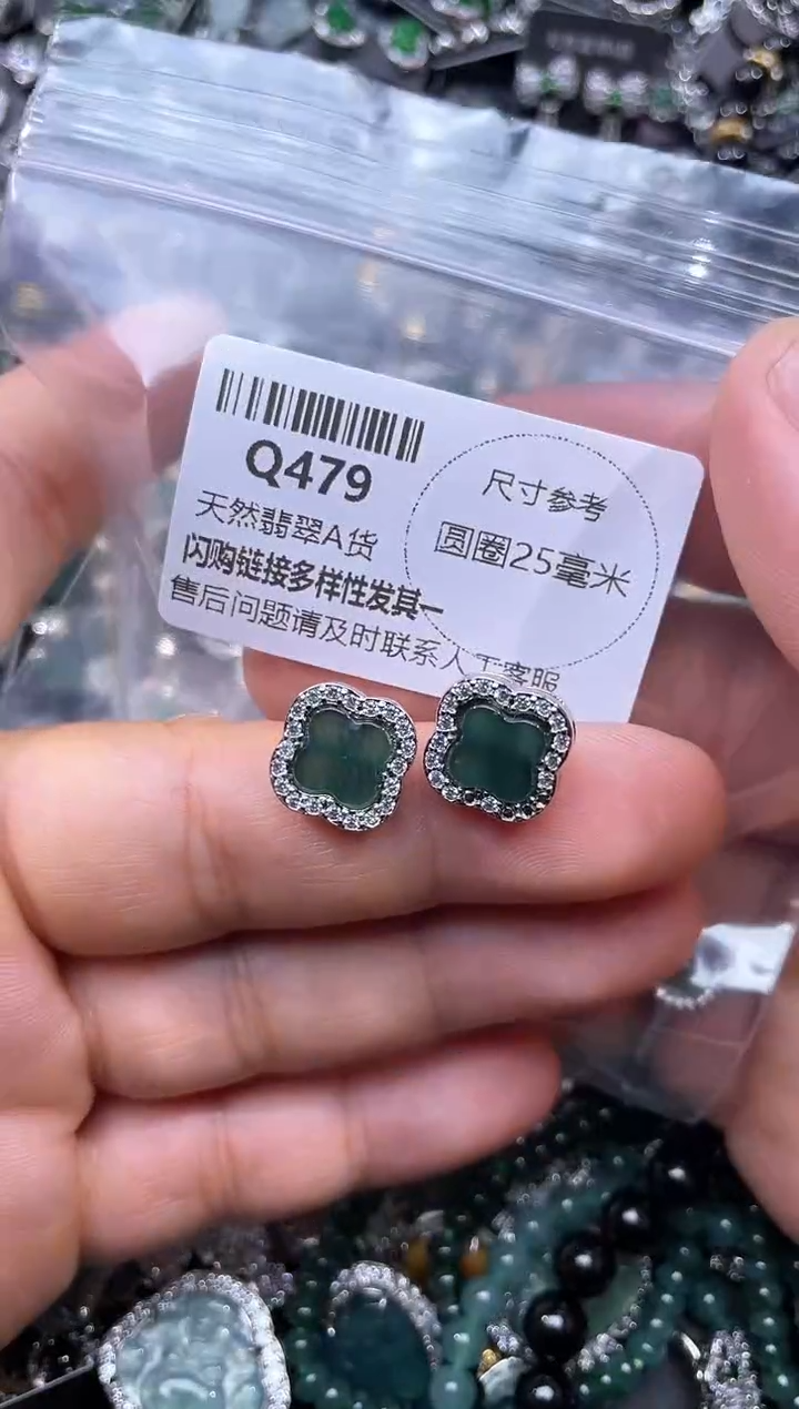 【闪购商品】翡翠颈饰未镶嵌Q479耳钉