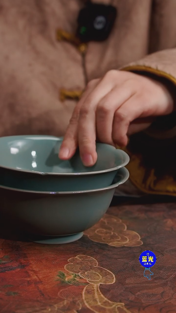 摆件瓷瑕品清凉寺原矿釉葵口盏一对294