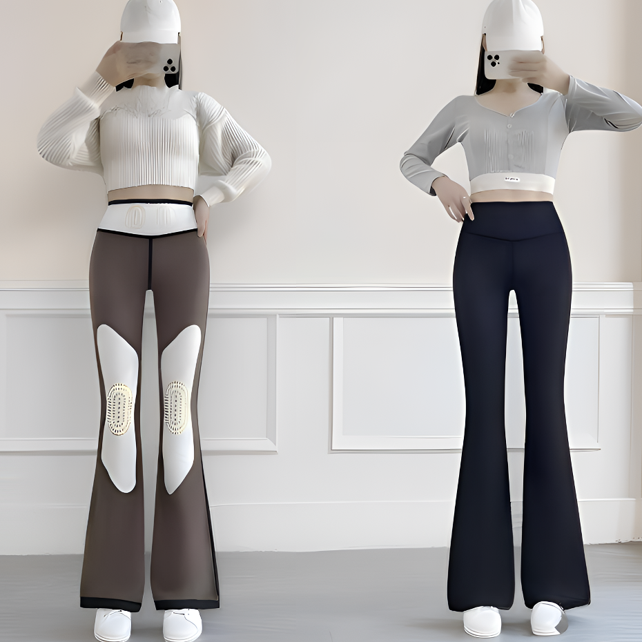 【冬季加绒护膝口袋微喇裤】高腰显瘦外穿加绒保暖收腹提臀喇叭裤