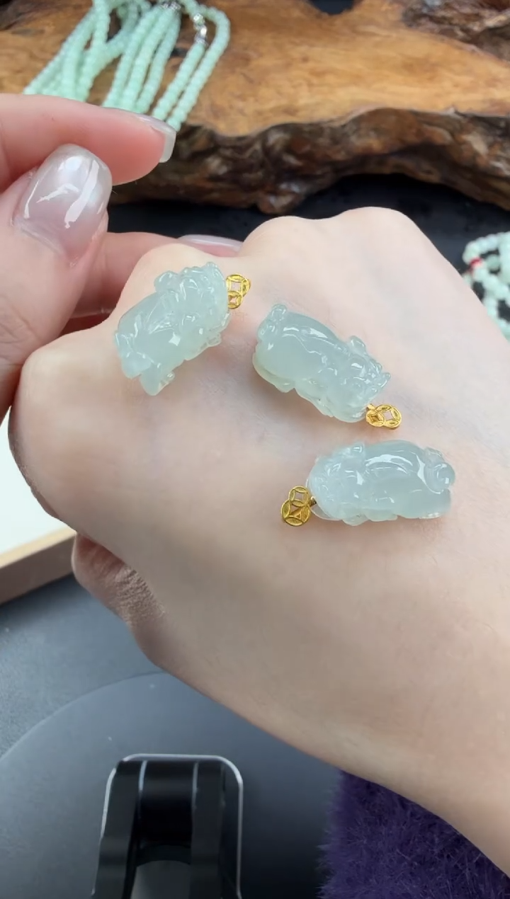 吊坠(不含链)18K金镶嵌翡翠翡翠饰品（多样性发货一件）-111