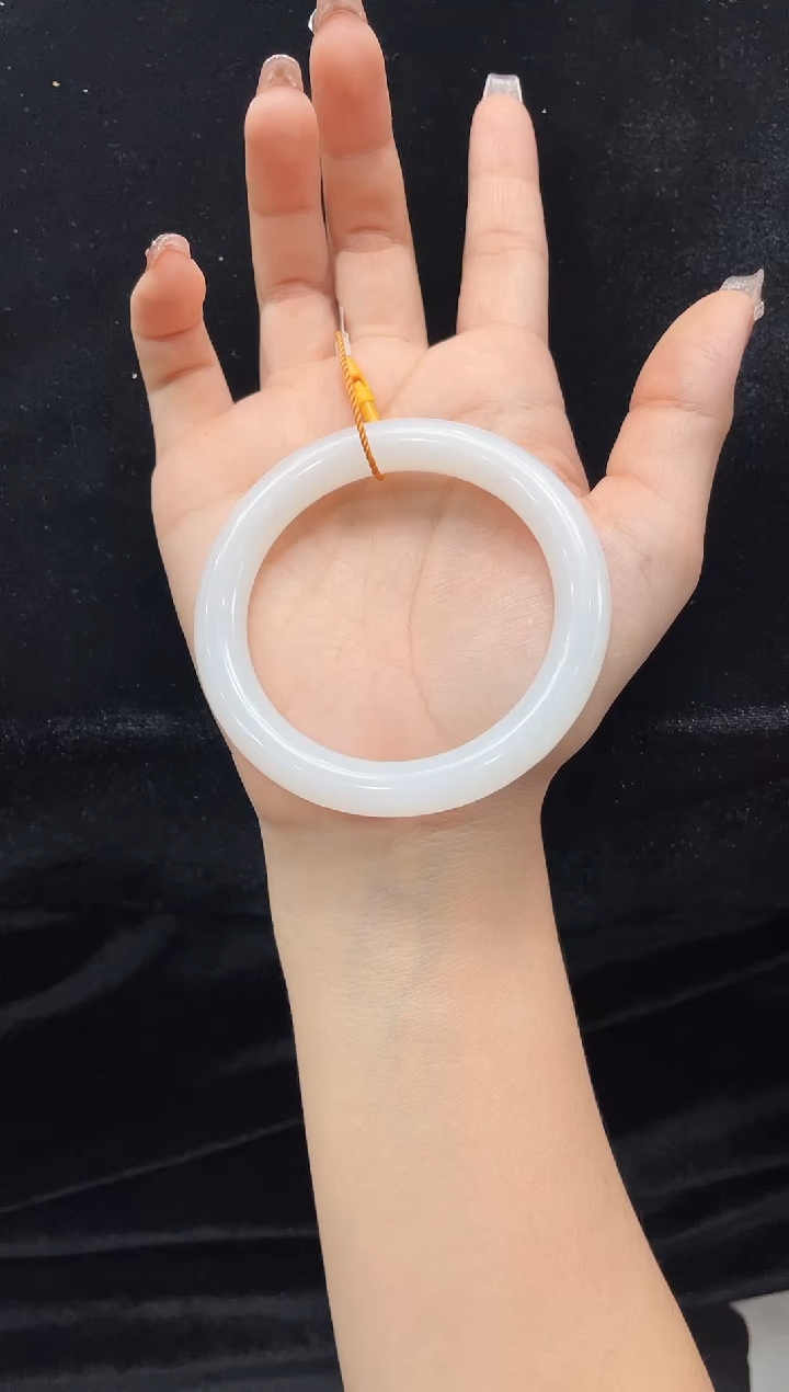 和田玉手镯未镶嵌露**&新疆直发和田玉白玉#54上等和田玉手镯女