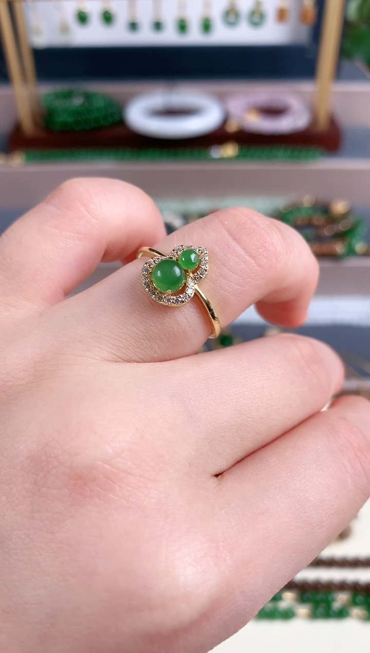 银S925镶嵌戒指和田玉1