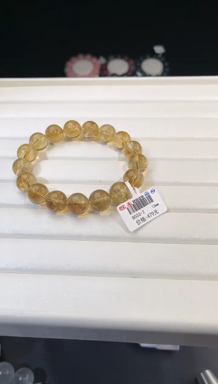 【闪购商品】水晶手链未镶嵌多样性发一黄阿赛12mm