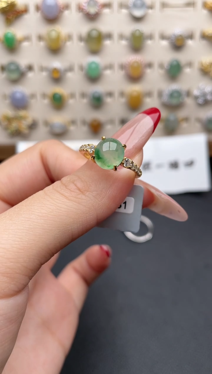 【闪购商品】翡翠戒指银S925镶嵌一物一证一礼盒