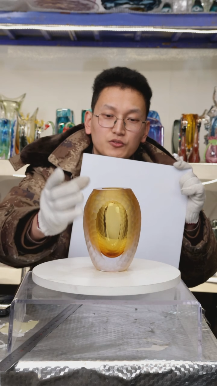 【闪购商品】琉璃【幻彩】高17精品琉璃正常手工痕迹